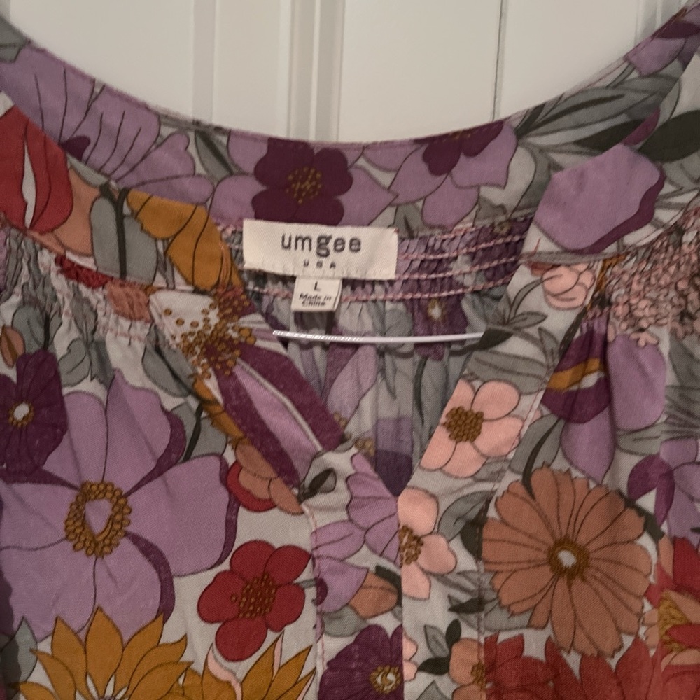 Umgee Floral Dress in Purple and Orange